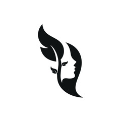Beautiful Women's Faces and Natural Leaves Logo Design Inspiration