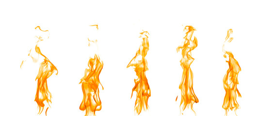 fire of heat flames Burning fuel isolated on white background.