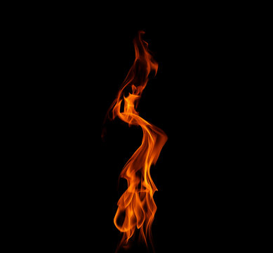 fire of heat flames Burning fuel isolated on black background.
