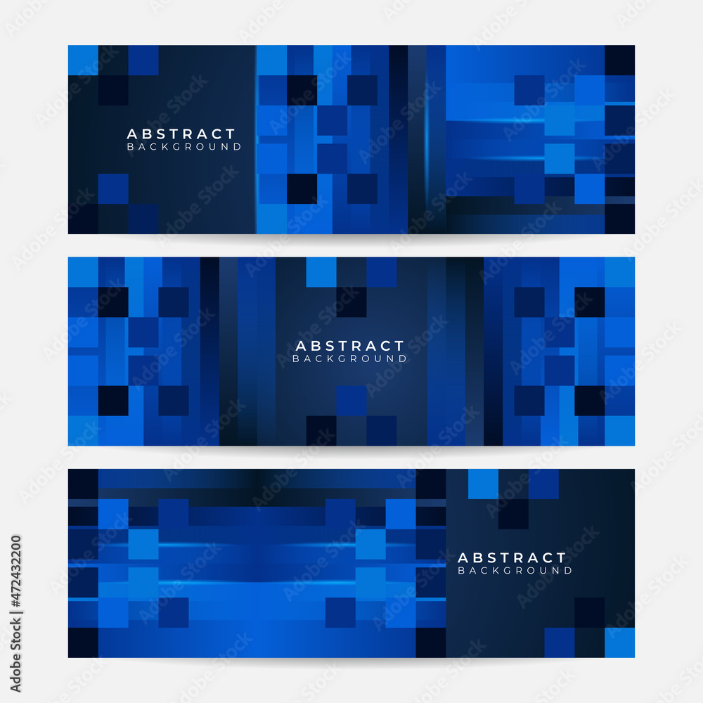 Aufkleber set of abstract geometric dark navy blue banner background. set of banner templates. modern abstract