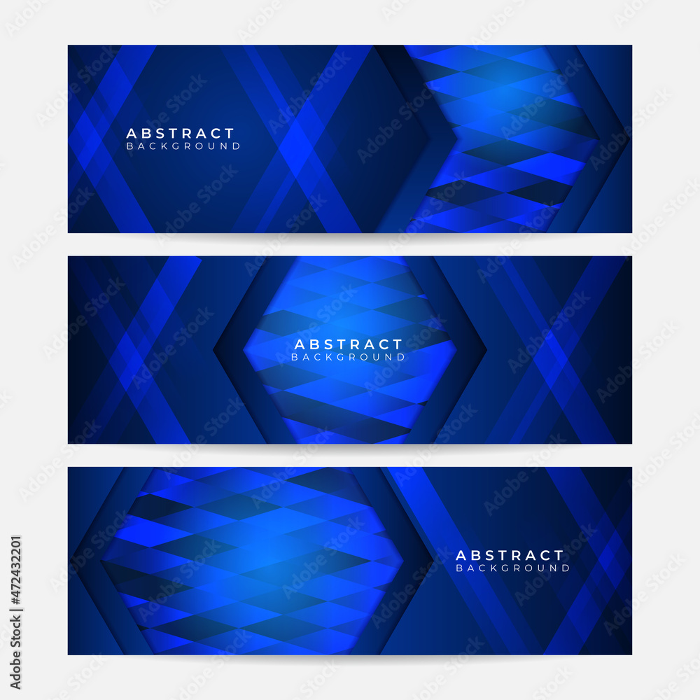 Aufkleber set of abstract geometric dark navy blue banner background. set of banner templates. modern abstract