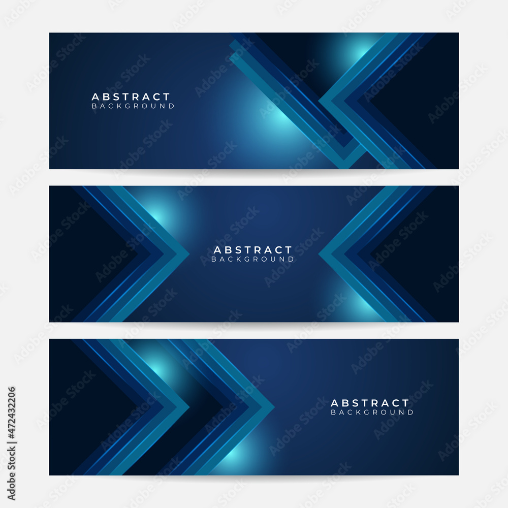 Aufkleber set of abstract geometric dark navy blue banner background. set of banner templates. modern abstract