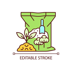 Fototapeta premium Cottonseed meal RGB color icon. Organic soil and plants supplement. Cotton byproduct used as plant feeding. Natural additive. Isolated vector illustration. Simple filled line drawing. Editable stroke
