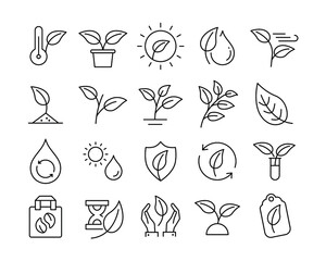 Plants Icons - Vector Line Icons. Editable Stroke. Vector Graphic