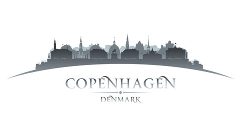 Copenhagen Denmark city silhouette white background - obrazy, fototapety, plakaty
