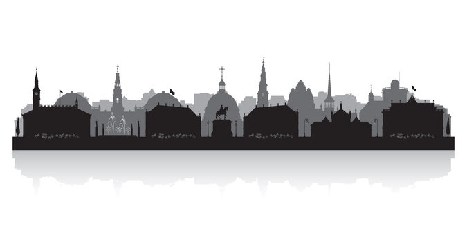 Copenhagen Denmark City Skyline Silhouette