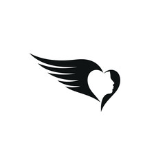 Women's Faces and Angel Wings logo design inspiration