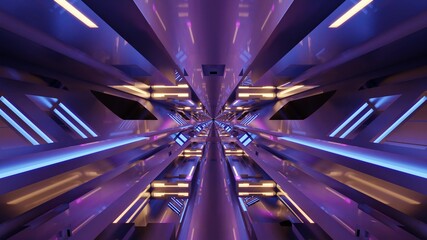 Glass neon tunnel 4K UHD 3D illustration