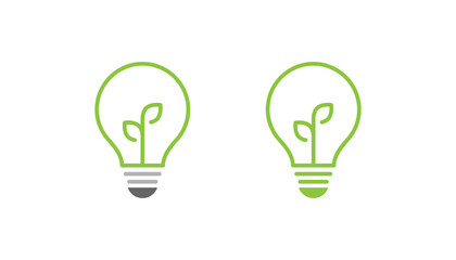 Green leaf light bulb logo design