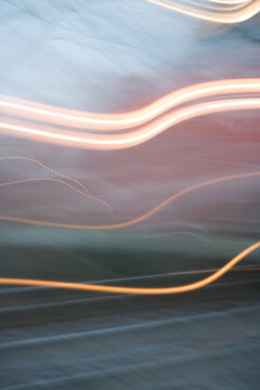 abstract blurred passing train lights