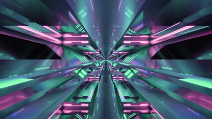 3d illustration of 4K UHD futuristic glowing tunnel