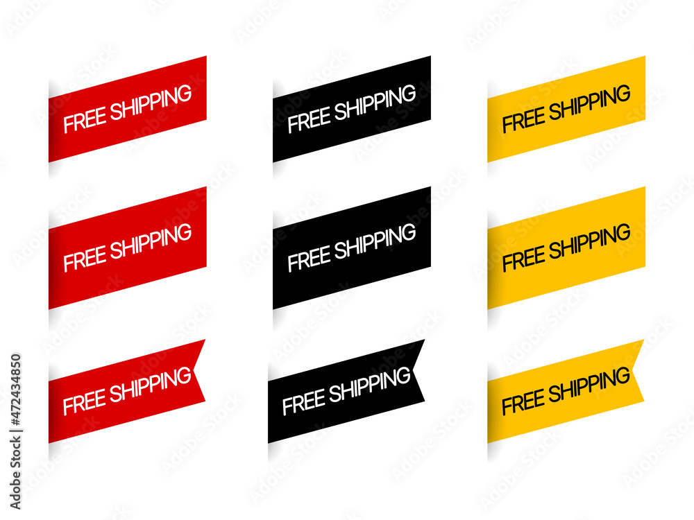 Wall mural Free shipping sticker set. Free delivery sign. Business concept. Vector EPS 10. Isolated on white background