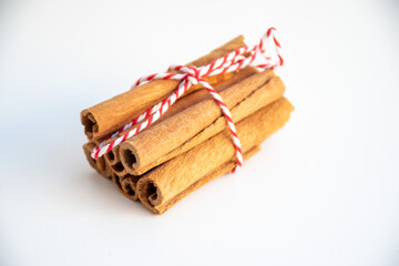 cinnamon sticks isolated on white