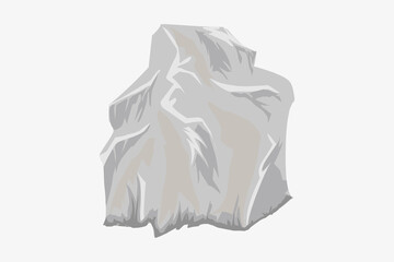 Stone, the structure and dough of the stone in gray tones. The rock in gray tones is isolated on a white background. Vectre eps illustration.
