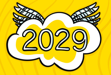 2029 Happy New Year logo text design. 2029 number design template. Brochure design template.
