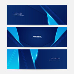 Set of modern dark navy blue banner background. Vector abstract graphic design banner pattern background template illustration.