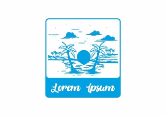 Vintage bay beach illustration graphic