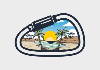 Vintage bay beach illustration graphic
