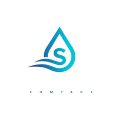 Initial S water logo design