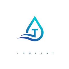 Intial T water logo design