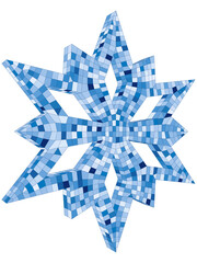 Polygonal snowflake in perspective view. Vector illustration