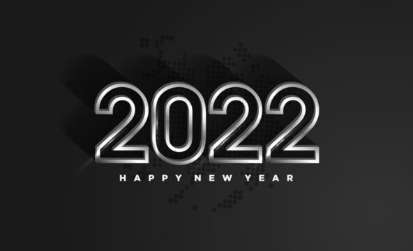 2022 happy new year with silver metallic number.
