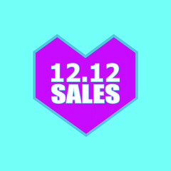 12.12 single day sales concept. 12.12 Sales word and square heart.