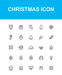 flat set of christmas and new year icons