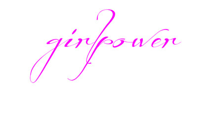 girlpower pink lettering script white background