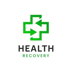 Fototapeta premium Health Recovery logo design. Combination of Medical symbol with Double Arrow, for Healing, Health Clinic, Hospital, Rehabilitation logo design