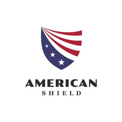 American Shield logo design, American Country National  Flag with Security and Guard logo design