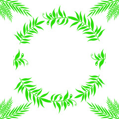 green leaf circle vector frame, eps file 10