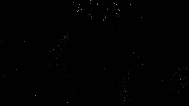 Fireworks in the dark night sky.