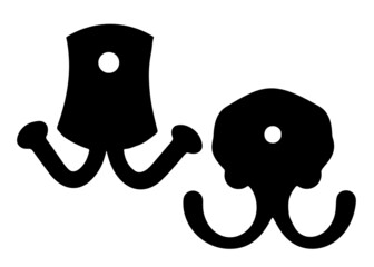 Small wall hooks for clothes. Vector image.