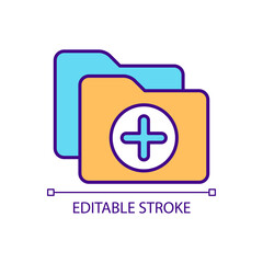 Obraz premium Data backup to save information RGB color icon. Copy information to protect privacy. Folders in virtual storage. Isolated vector illustration. Simple filled line drawing. Editable stroke