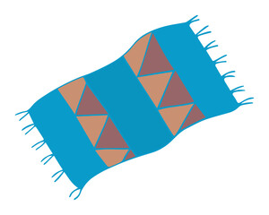 Rug. Zig-zag floor covering. Patterned carpet for the floor. Colored vector illustration. Isolated white background. Flat style. Interior Design. Cozy mood. Illustration idea for web design.