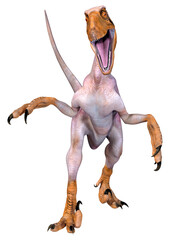 3D Rendering Dinosaur Deinonychus on White