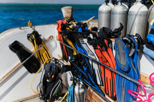 Diving equipment on a yacht.