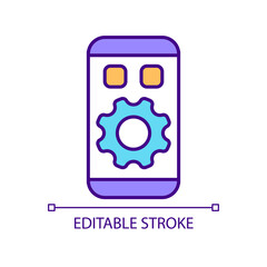 Privacy settings configuration of mobile device RGB color icon. Protecting private date online. Cyber security. Isolated vector illustration. Simple filled line drawing. Editable stroke
