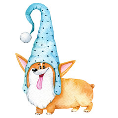 Christmas dog watercolor illustration, Christmas clipart, Christmas card