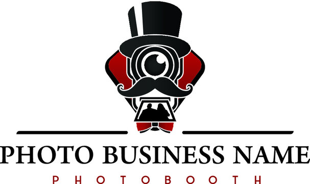 Retro style photo booth logo made to look like a elegant gentleman with a top hat