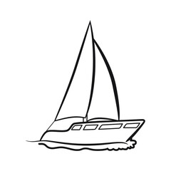 Sailing yacht outline, vector drawing

