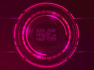 2d illustration 5 g network with background  