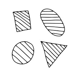 Hand-drawn black vector illustration of a group of figures with stripes isolated on a white background