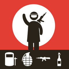 five extremists silhouettes icons