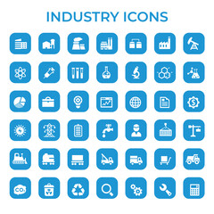 Trendy flat design big Industry icons set on round buttons