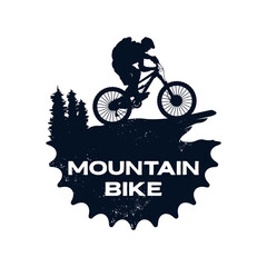 Mountain bike logo template gear and cyclist