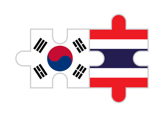 puzzle pieces of south korea and thailand flags. vector illustration isolated on white background