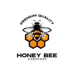 vintage honey bee logo template illustration vector graphic