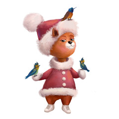 New Year's cute little tiger in a New Year costume. Christmas tiger